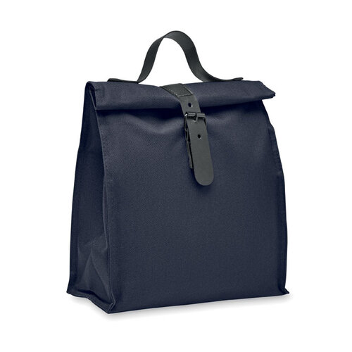 Chill RPET koeltas MO2557 van 600D RPET polyester met rolltop sluiting, PEVA-isolatie en PU handgreep bedrukken met logo