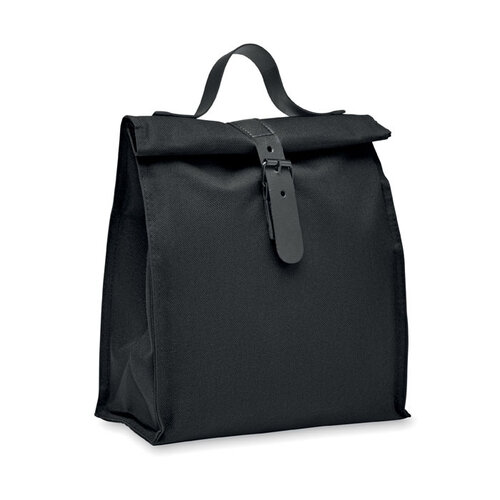 Chill RPET koeltas MO2557 van 600D RPET polyester met rolltop sluiting, PEVA-isolatie en PU handgreep bedrukken met logo