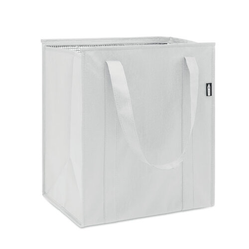 Wooler RPET koeltas MO2492 van RPET non-woven met 25 liter inhoud, aluminium isolatie, ritssluiting en bodemversteviging bedrukken met logo