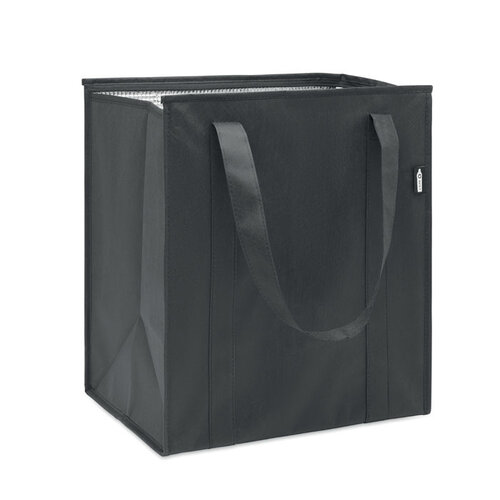 Wooler RPET koeltas MO2492 van RPET non-woven met 25 liter inhoud, aluminium isolatie, ritssluiting en bodemversteviging bedrukken met logo