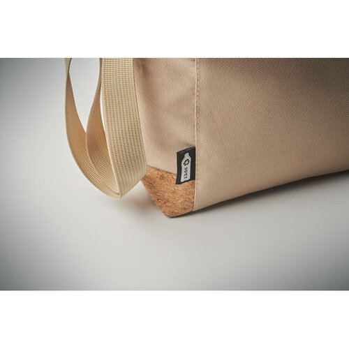 Koeler RPET koeltas MO2504 van 600D RPET polyester met kurken bodem, PEVA-isolatie en 5 liter inhoud bedrukken met logo
