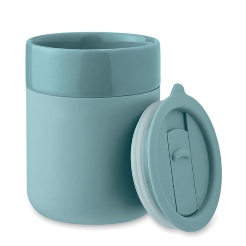 Mok 330 ml met siliconen grip Qeram met logo bedrukken DeBle