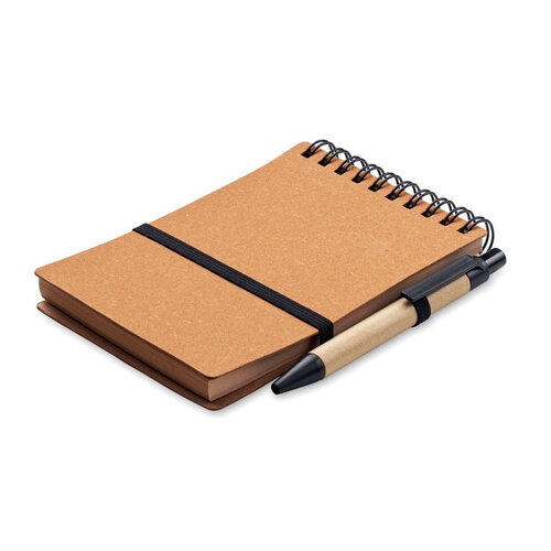 Notie notitieboek, B7 notitieboek, compact notitieboek, notitieboek met pen, gerecycled notitieboek, draadgebonden notitieboek, relatiegeschenk, MO2481, B7 notitieboek bedrukken