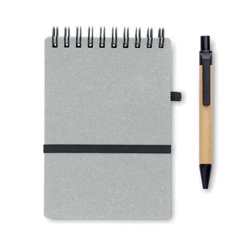 Notie notitieboek, B7 notitieboek, compact notitieboek, notitieboek met pen, gerecycled notitieboek, draadgebonden notitieboek, relatiegeschenk, MO2481, B7 notitieboek bedrukken