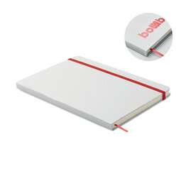 DéBlé Route White notitieboek met kleur onthullende lasergravure MO2578 bedrukt met logo