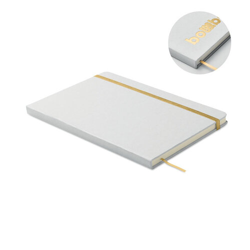 DéBlé Route White notitieboek met kleur onthullende lasergravure MO2578 bedrukt met logo