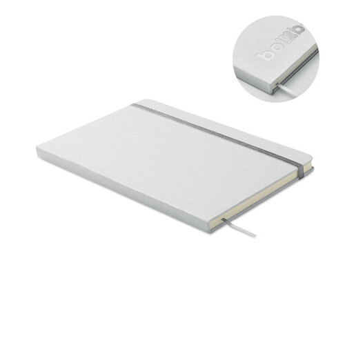 DéBlé Route White notitieboek met kleur onthullende lasergravure MO2578 bedrukt met logo