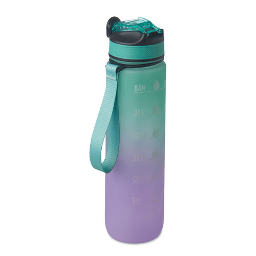 DeBle Activate sportwaterfles 1 liter RPET MO2489 met tijdsaanduiding bedrukt met logo