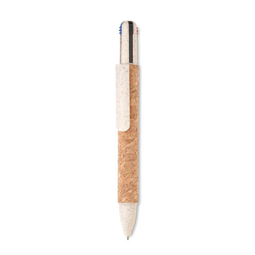 4-kleuren inkt balpen met kurk (MO2421) met logo