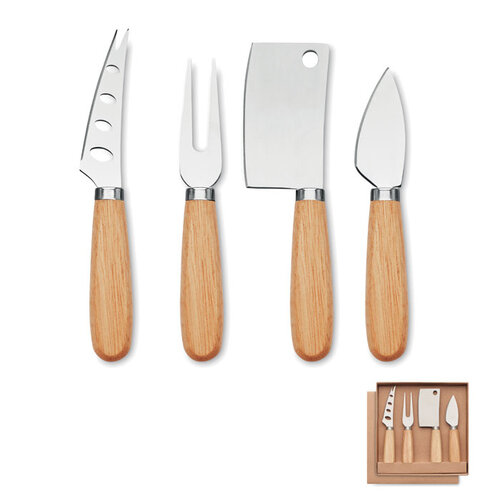 Camembert Set van 4 kaasmessen (MO2547) met logo