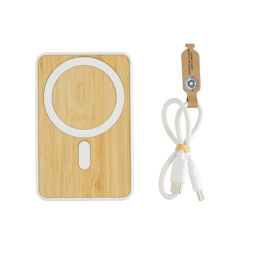DeBle Zen Magnetische Bamboe Powerbank 5.000 mAh P322.90 bedrukken met logo