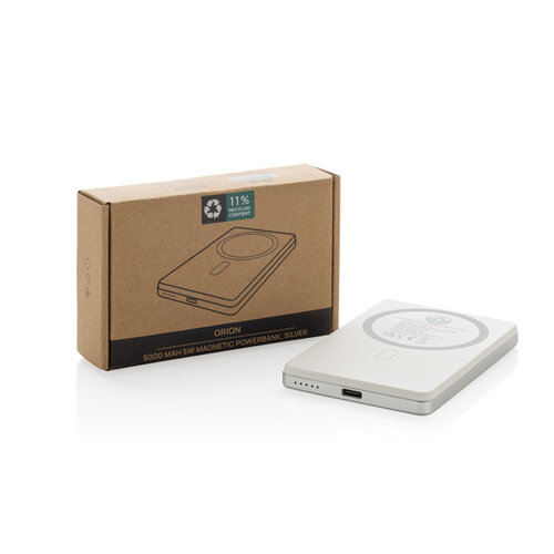 Orion RCS Recycled Aluminium 5000 mAh 5W Magnetische Powerbank – P322.60 Orion RCS Recycled Aluminium 5000 mAh 5W Magnetische Powerbank – P322.60