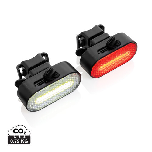 Lumino RCS rplastic USB-oplaadbare fietslamp set P513.8401