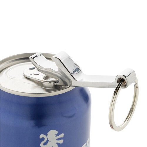 flesopener sleutelhanger, blikopener, gerecyclede zinklegering, RCS-gecertificeerd, lasergravure, horeca, festival, duurzame giveaway