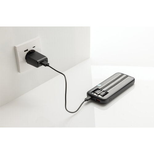 DeBle Turbopack 10.000 mAh Powerbank met kabels P322.5801 bedrukken met logo