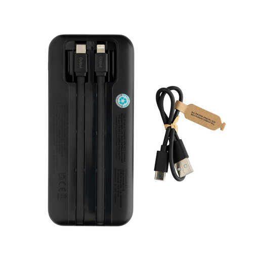 Turbopack RCS Recycled Plastic Powerbank 10.000 mAh met ingebouwde kabels – P322.5801