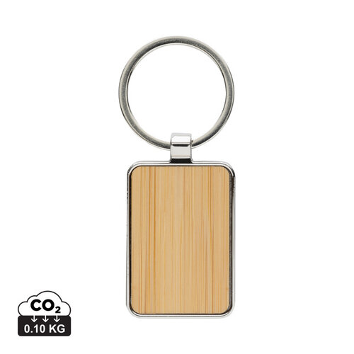 RCS rechthoekige bamboe sleutelhanger P191.6809 gegraveerd met logo