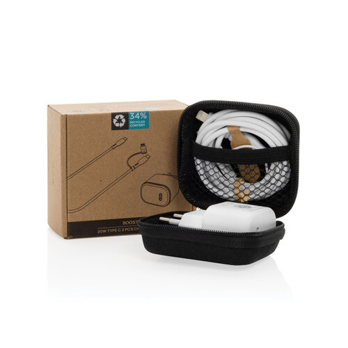 Boost RCS gereycled PET 20W type C 2-delige oplaadset P301.2501 Boost RCS gereycled PET 20W type C 2-delige oplaadset P301.2501