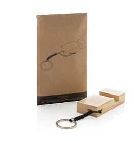 Standkey bamboe telefoonstandaard P301.3809 gegraveerd met logo
