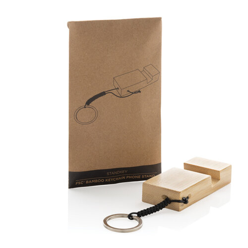 Standkey bamboe telefoonstandaard P301.3809 gegraveerd met logo
