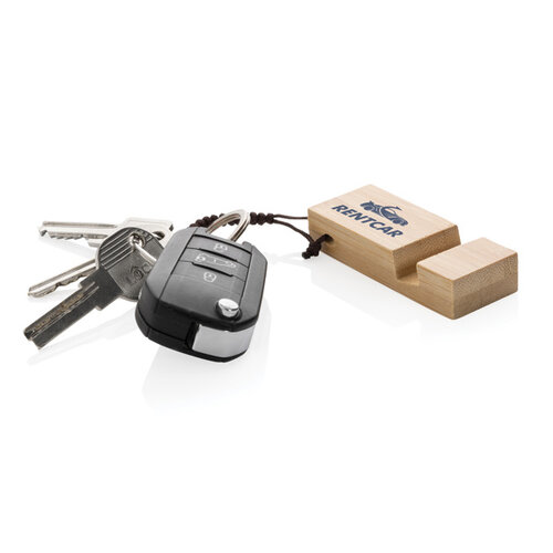 Standkey bamboe telefoonstandaard P301.3809 gegraveerd met logo