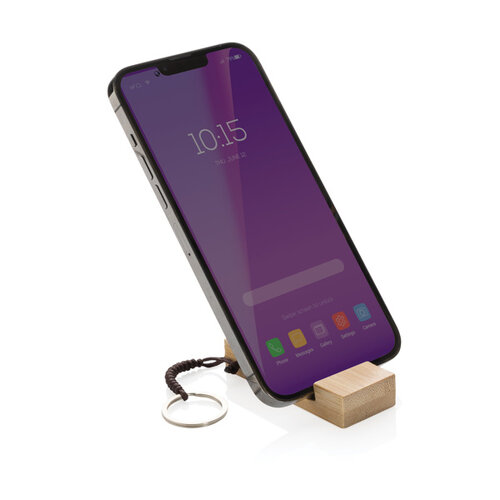 Standkey bamboe telefoonstandaard P301.3809 gegraveerd met logo