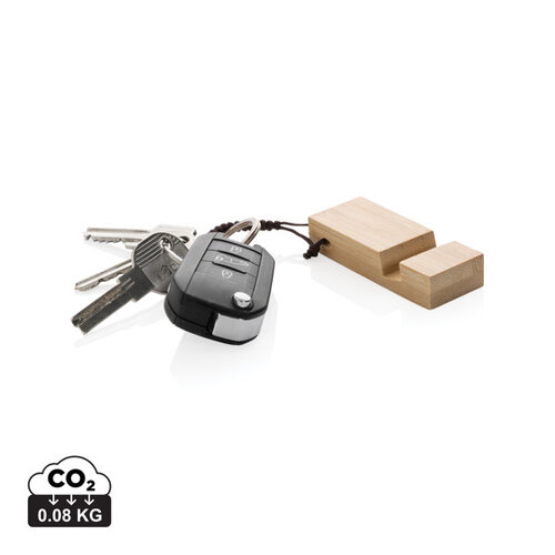 Standkey bamboe telefoonstandaard P301.3809 gegraveerd met logo