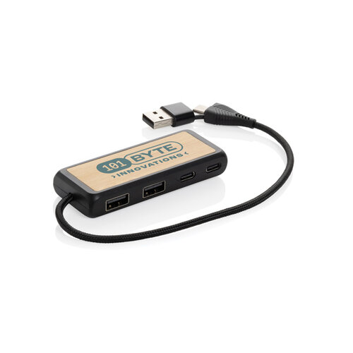 Link RCS gerecycled plastic en bamboe dubbeleUSB-hub P308.5601