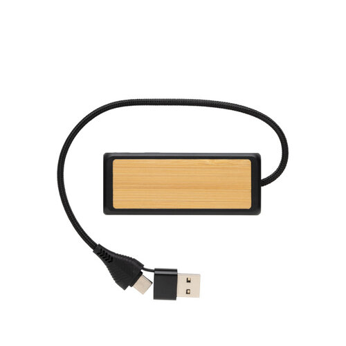 Link RCS gerecycled plastic en bamboe dubbeleUSB-hub P308.5601