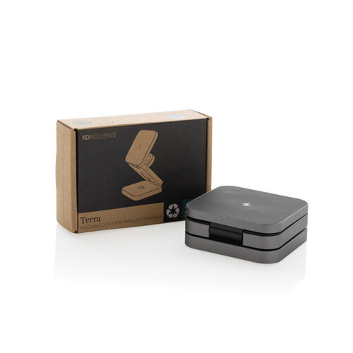 Terra RCS gerecycled aluminium opvouwbare 3 in 1 15W oplader P308.6402 Terra RCS gerecycled aluminium opvouwbare 3 in 1 15W oplader P308.6402