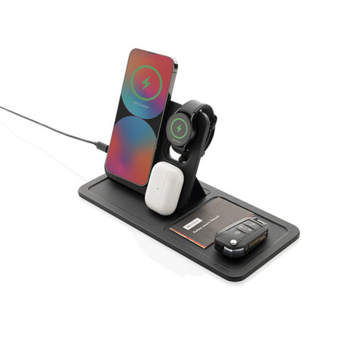 Swiss Peak 3-in-1 RCS gerecycled PU draadloze oplader P309.0401 Swiss Peak 3-in-1 RCS gerecycled PU draadloze oplader P309.0401