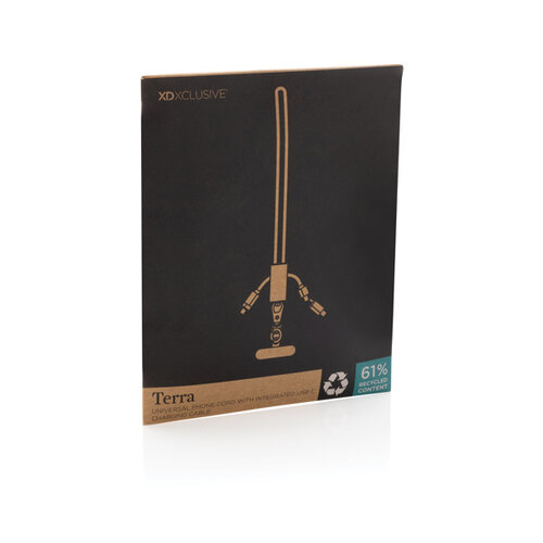 Terra RCS gerecycled PET telefoon lanyard 60W oplaadkabel P302.5402 Terra RCS gerecycled PET telefoon lanyard 60W oplaadkabel P302.5402