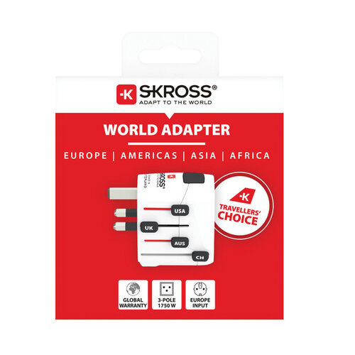 SKROSS Pro 3-polige wereldreisadapter RB1.103145 SKROSS Pro 3-polige wereldreisadapter RB1.103145