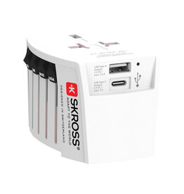 SKROSS MUV 2-polige wereldreisadapter met USB A en C RB1.302962