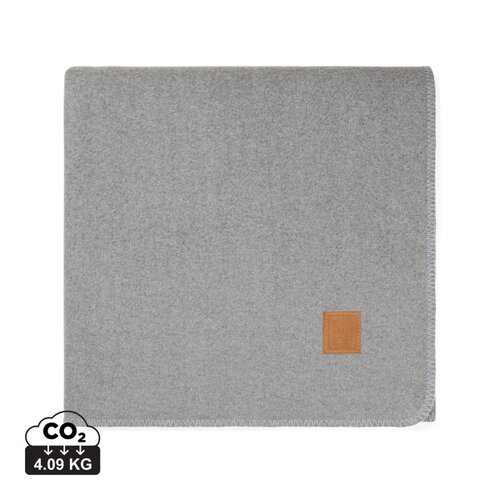 VINGA Moulton GRS RPET deken V40405 van gerecycled polyester met geborduurd logo 130 x 170 cm