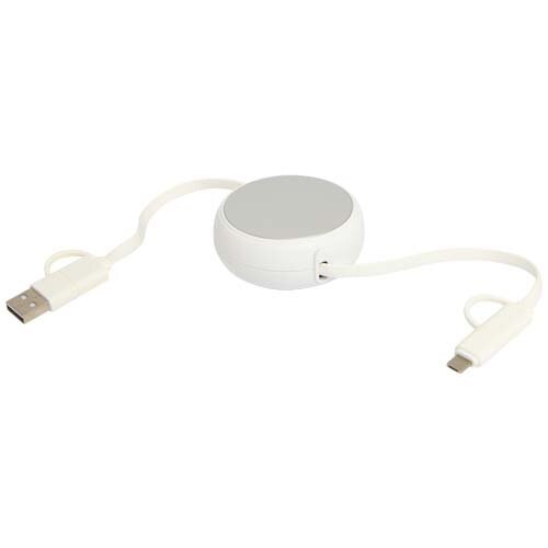 Alasia 5-in-1 100 cm intrekbare datasynchronisatie- en 45 W snellaadkabel van gerecycled plastic en aluminium Alasia 5-in-1 100 cm intrekbare datasynchronisatie- en 45 W snellaadkabel van gerecycled plastic en aluminium