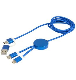 Alasia 5-in-1 150 cm datasynchronisatie- en 27 W snellaadkabel van gerecycled aluminium en plastic