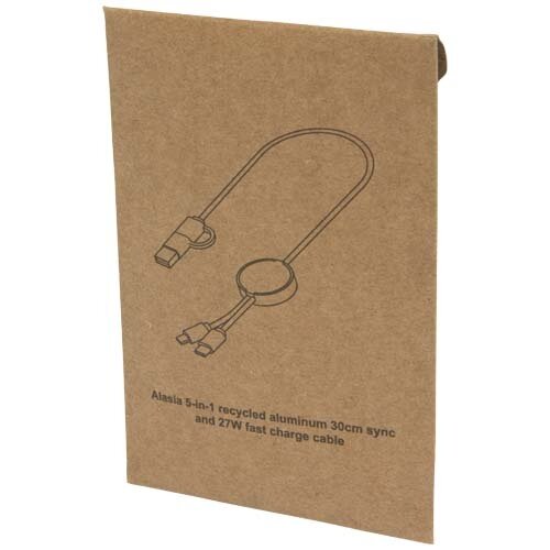 Alasia 5-in-1 30 cm datasynchronisatie- en 27 W snellaadkabel van gerecycled aluminium en plastic Alasia 5-in-1 30 cm datasynchronisatie- en 27 W snellaadkabel van gerecycled aluminium en plastic