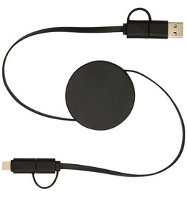 Citala 5-in-1 90 cm intrekbare datasynchronisatie- en 40 W snellaadkabel van gerecycled plastic