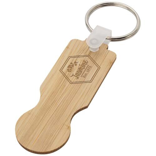 Ronan bamboe winkelwagen sleutelhanger 10459306 gegraveerd met logo