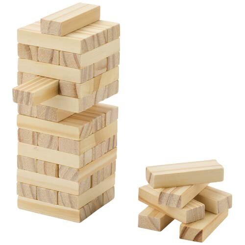 Jumble spel met omvallende toren van hout 10461206