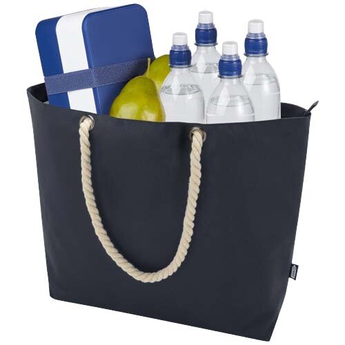 Panama gerecyclede strandkoeltas 23 liter – duurzame koeltas van GRS polyester, bedrukt met logo als relatiegeschenk