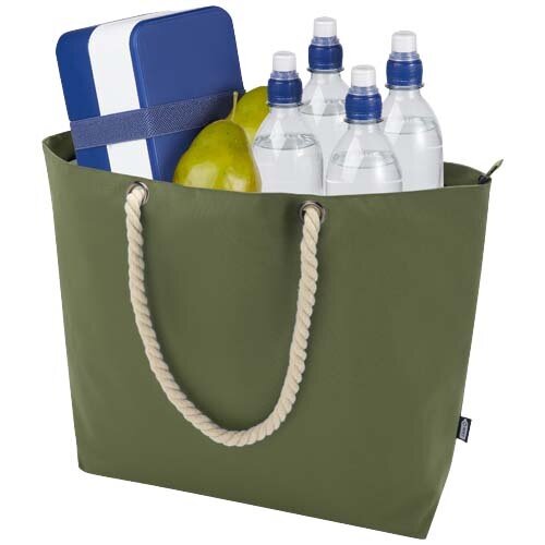 Panama gerecyclede strandkoeltas 23 liter – duurzame koeltas van GRS polyester, bedrukt met logo als relatiegeschenk