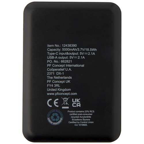 Asama type-C powerbank van 5000 mAh van gerecycled plastic