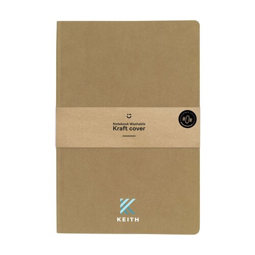 Washable Kraft A5 GRS notitieboek 263265 bedrukt met logo