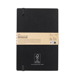 Bamboo Journal Naked Spine Notebook Black A5 notitieboek 4029.98 met FSC-bamboe hardcover, 192 FSC-pagina’s, naked spine binding en elastische sluiting