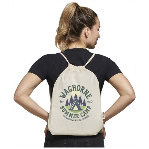 Oregon tas met trekkoord gerecycled katoen bedrukken met logo
