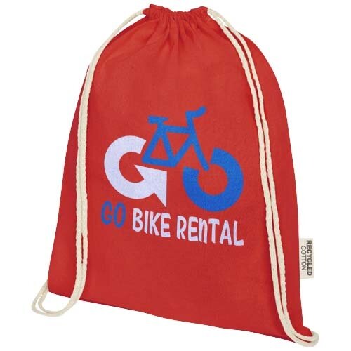 Oregon tas met trekkoord gerecycled katoen bedrukken met logo