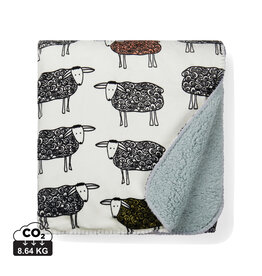 VINGA Sheep GRS rPET fleecedeken 453100 met sherpa onderzijde en schapenpatroon