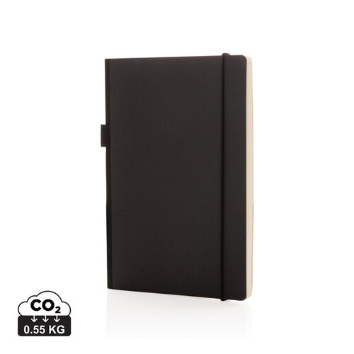A5 FSC deluxe hardcover notitieboek P774.34 met pennenlus, opbergvak en 160 crèmekleurige gelinieerde pagina's